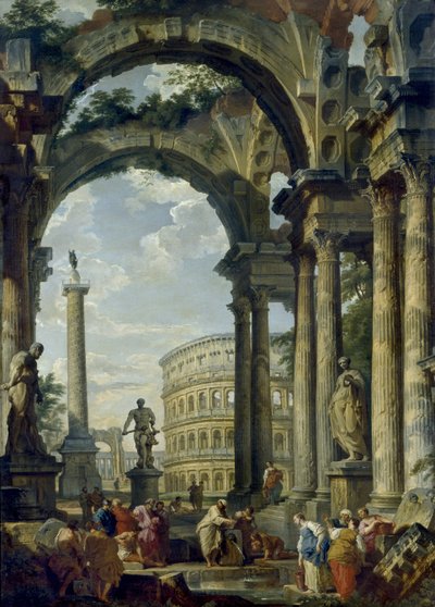 Romeins Capriccio, 18e eeuw door Giovanni Paolo Pannini